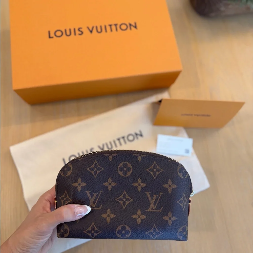 Louis Vuitton Monogram Zip Pouch in Brown with Gold Hardware